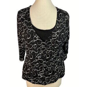 Womans George Blouse Size 16/18 Atatched tank Black & White